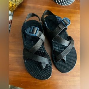 Brown chacos with black soles